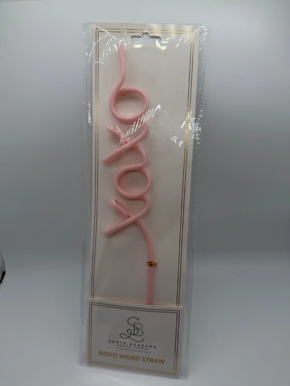 Lot of 4 Santa Barbara Design Studio XOXO Pink Reusable Word Straws BRAND NEW